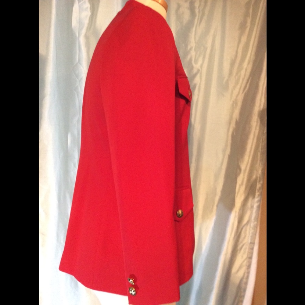 Red 100% wool jacket, Acetate lined inside, button down, NWT, Great for holidays - Picture 4 of 7